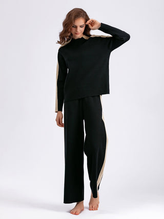 Contrast Sweater and Knit Pants Set - LynaRose